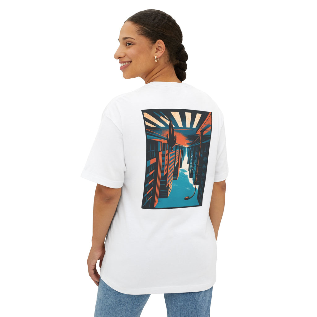 Boxy Tee — Retro Sunset Alley Graphic T-Shirt ("Streetline")