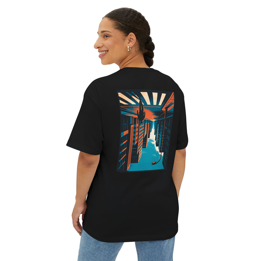Boxy Tee — Retro Sunset Alley Graphic T-Shirt ("Streetline")