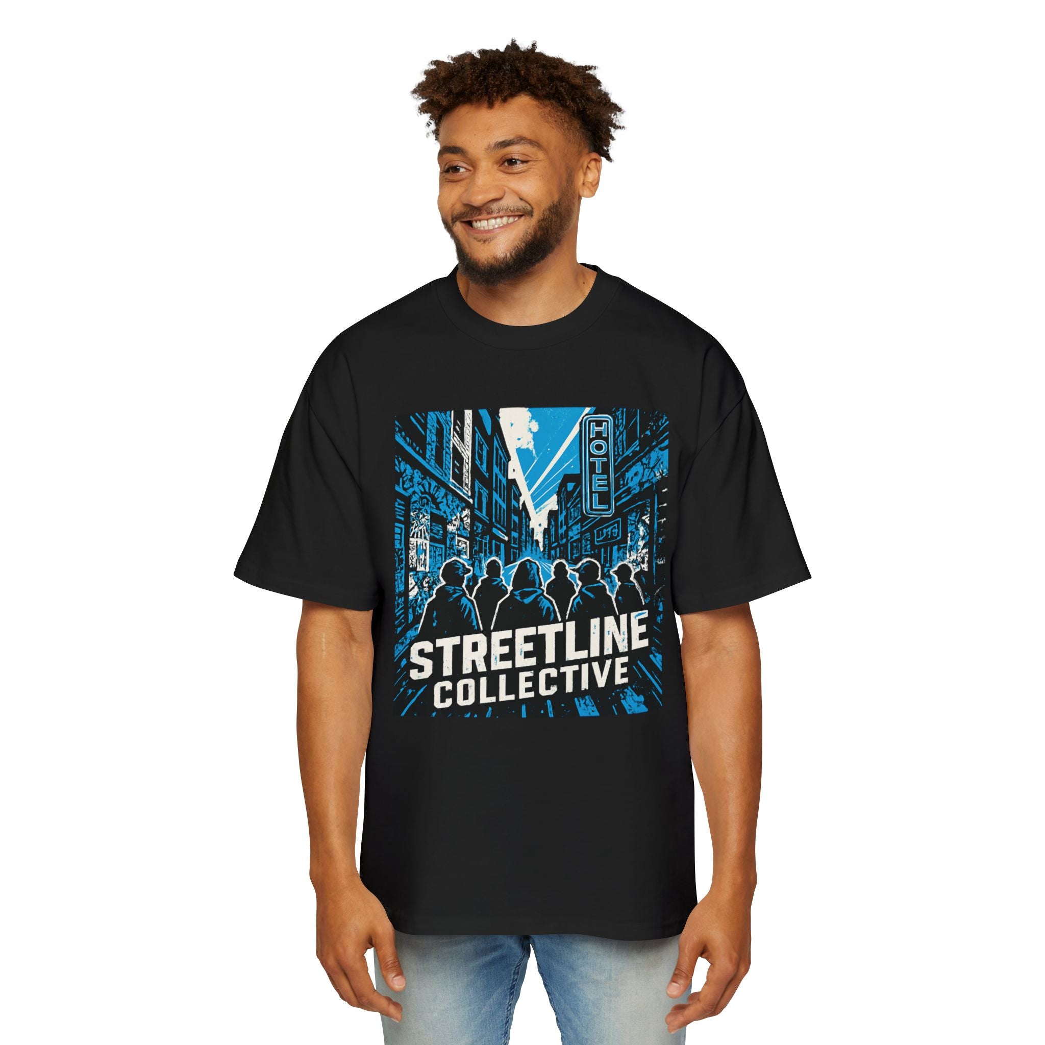 Streetline Collective Graphic Tee — Urban Cityscape Men’s Oversized T‑Shirt