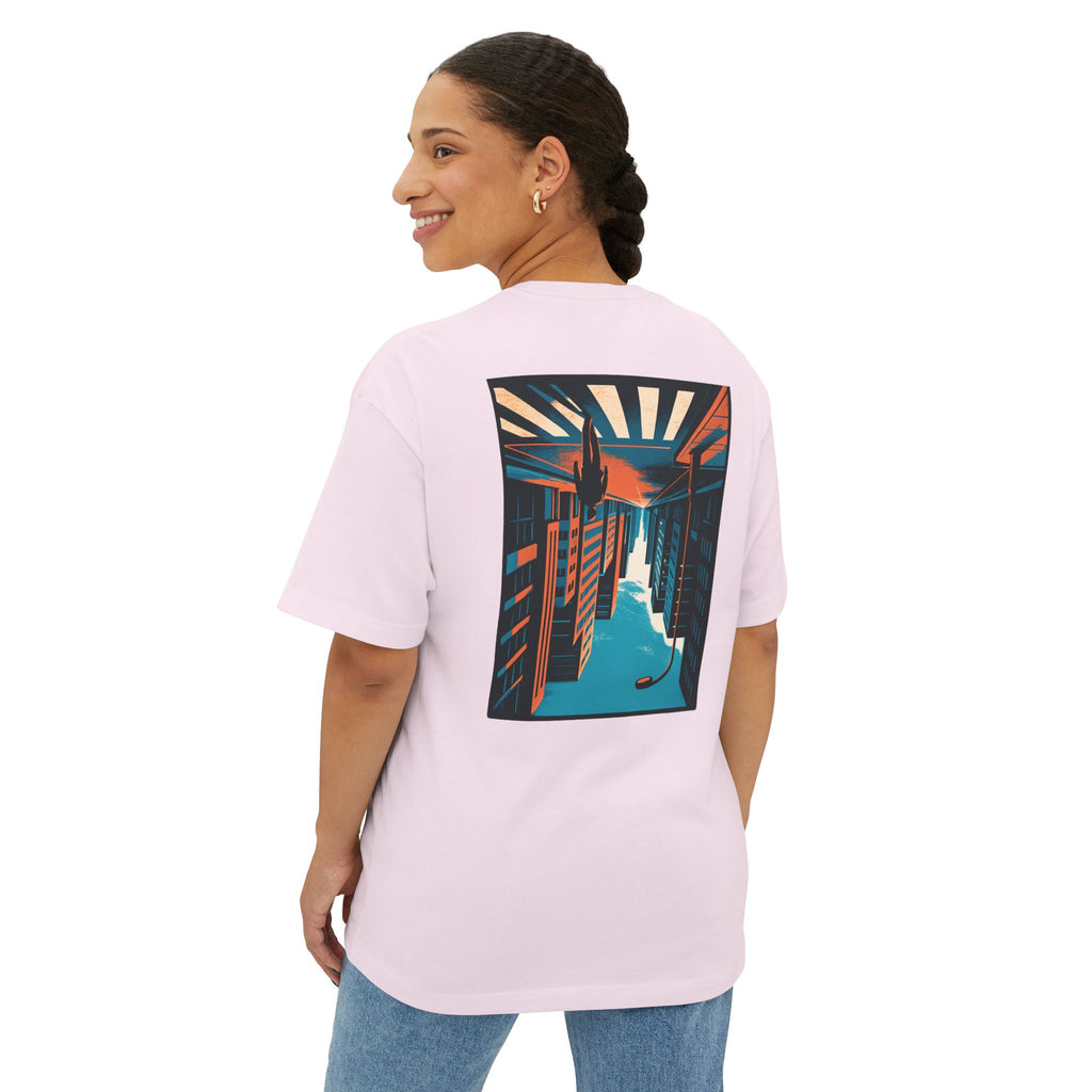 Boxy Tee — Retro Sunset Alley Graphic T-Shirt ("Streetline")