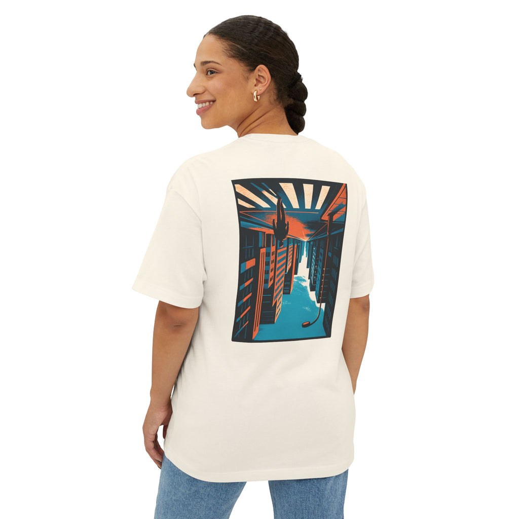 Boxy Tee — Retro Sunset Alley Graphic T-Shirt ("Streetline")