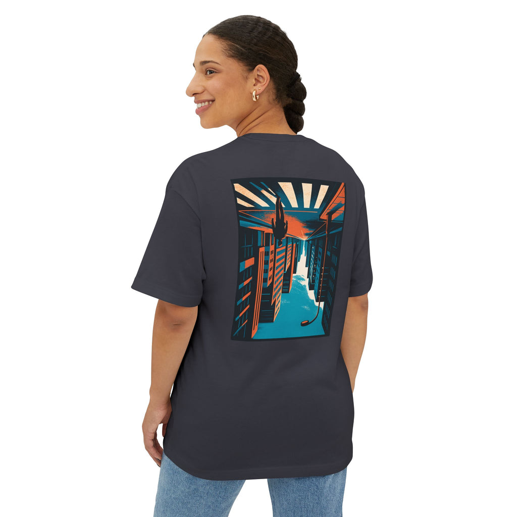 Boxy Tee — Retro Sunset Alley Graphic T-Shirt ("Streetline")